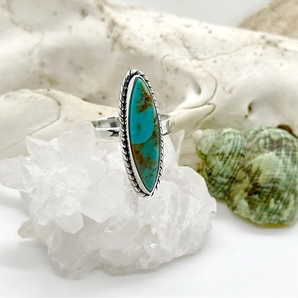 STERLING Silver Kingman Mohave Turquoise Ring
